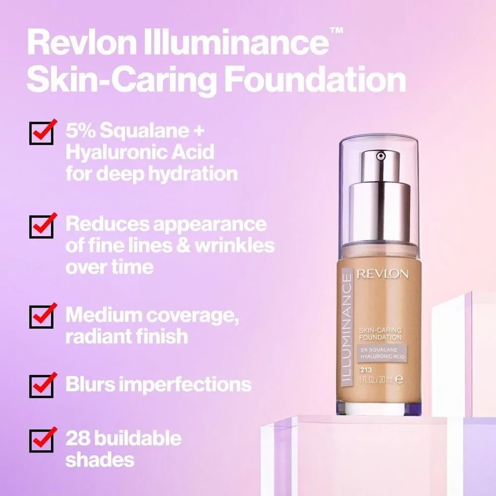 Lot of 2 Revlon Illuminance Skin-Caring Foundation, 209 Buff Beige, 1.0 oz/ea